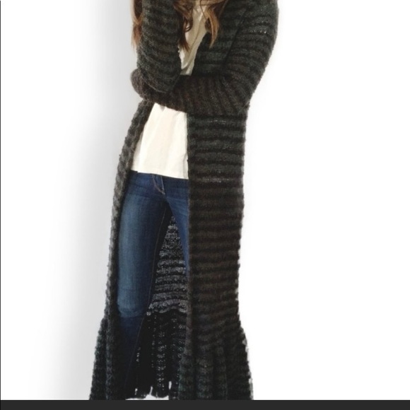 Free People Striped Green “smile like you”Duster - Picture 2 of 8